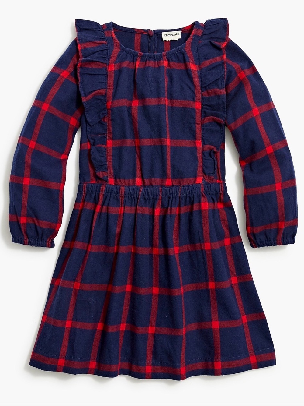 Crewcuts Girls' Plaid Flannel Dress navy and red size 8